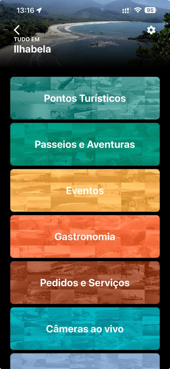 Tela do app Tudoem em Ilhabela